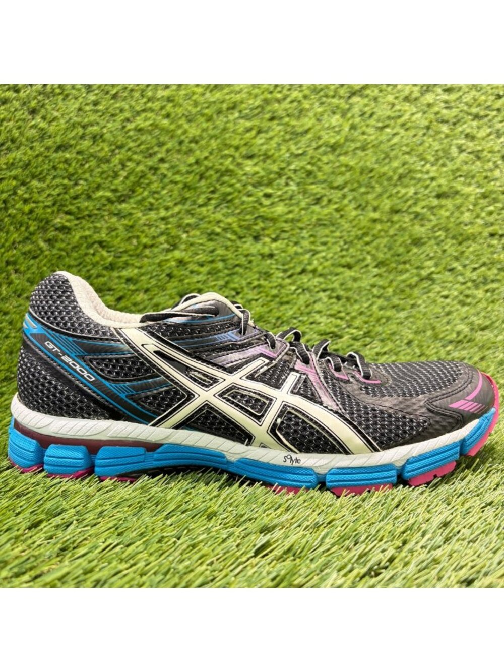 Asics GT-2000 Womens Size 9.5 Black Pink Blue Athletic Running Shoes Sneakers
